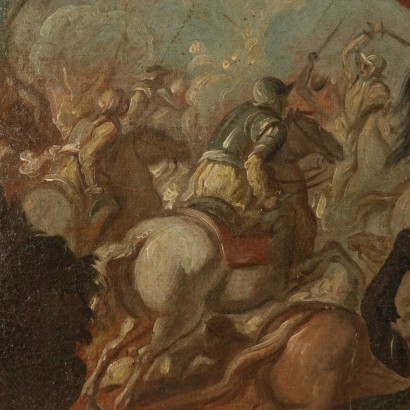 Scène de Bataille Huile sur Toile Italie XVII Siècle