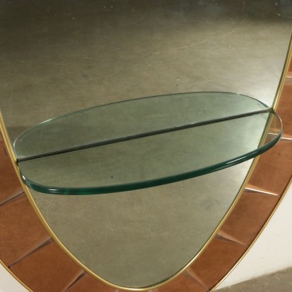 Cristal Art Mirror Wood Glass Brass Mirrored Glass Italy 1950s