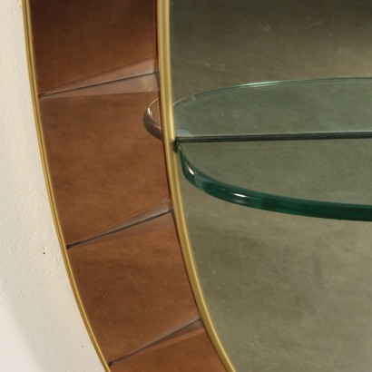 Cristal Art Mirror Wood Glass Brass Mirrored Glass Italy 1950s