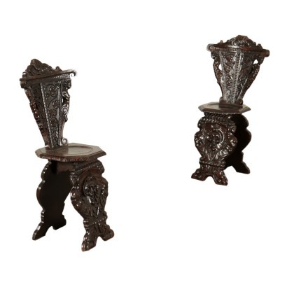 Pair Of Neo-Renaissance Chairs Italy Mid 19th Century