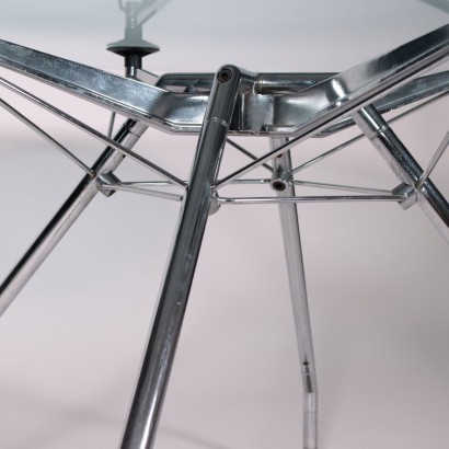 Norman Foster Table Chromed Metal Glass 1990s