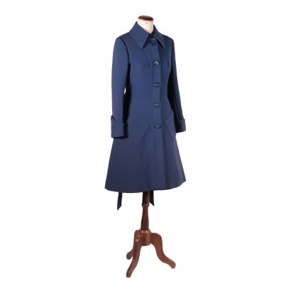 Blue Vintage Coat Cotton Wool 1960s 1970s