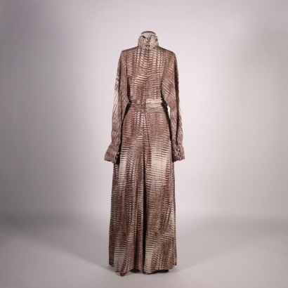 Langes Vintage-Kleid mit goldenen Fäden