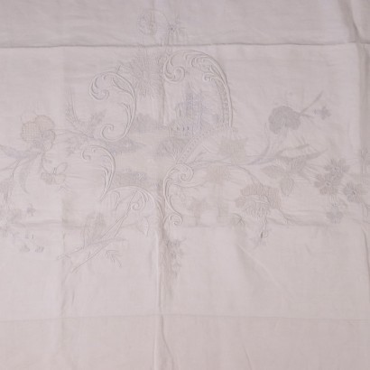 Flax Queen Bed Cover with Rich Embroidery