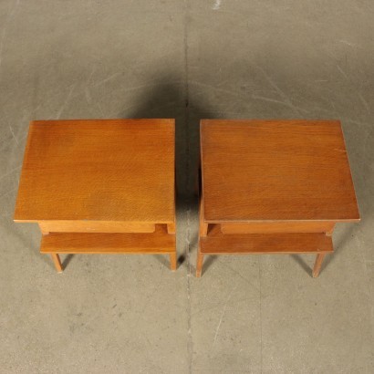 Bedside Tables Sessile Oak Veneer Solid Wood Italy 1950s