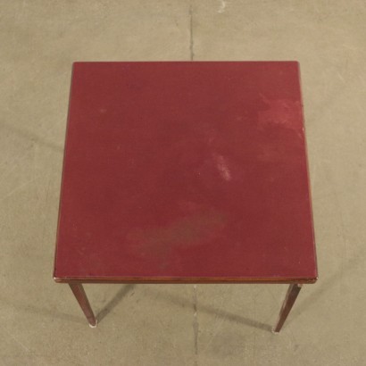 Game Table Beech Brass Fabric Italy 1960s Italian Production