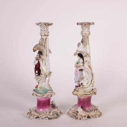 Pair of Candlesticks Porcelain Paris France 19th Century