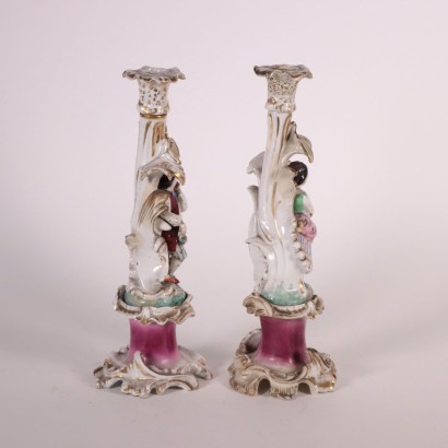 Pair of Candlesticks Porcelain Paris France 19th Century