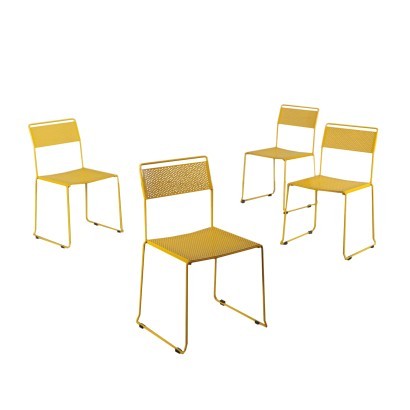 Group Of Chairs Enamelled Metal Italy 1970s 1980s