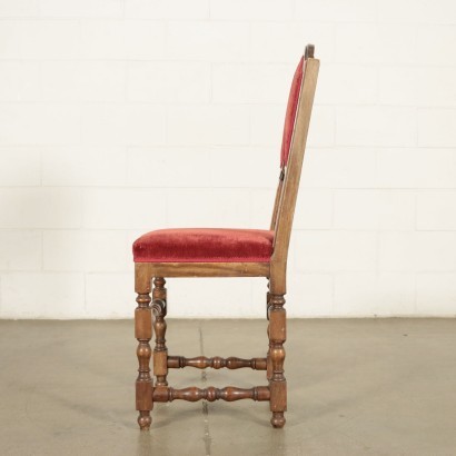 Group of 6 Barocchetto Revival Chairs Walnut Italy 20th Century