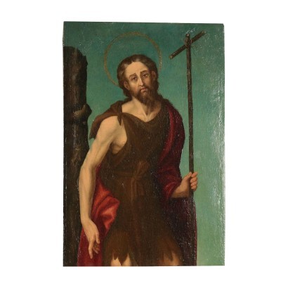 Saint John The Baptist Oil On Panel Central Italy School 1500 1600