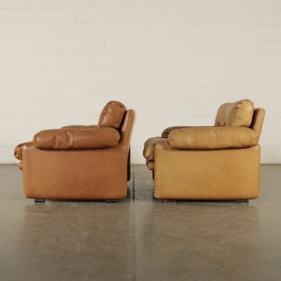 Pair Of Armchairs Tobia Scarpa Foam Leather 1960s 1970s