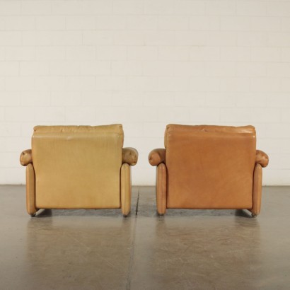 Pair Of Armchairs Tobia Scarpa Foam Leather 1960s 1970s
