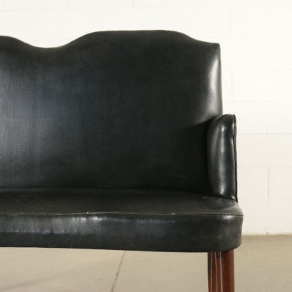 Sofa Spring Leather Stained Beech Wood Italy 1950s