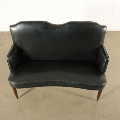 Sofa Spring Leather Stained Beech Wood Italy 1950s