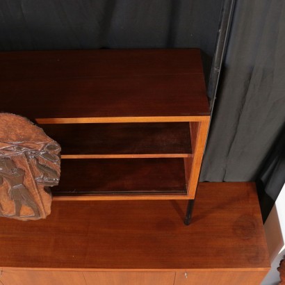 Bookcase Burl Veneer Teak Veneer Solid Wood Brass Metal Italy 1960s