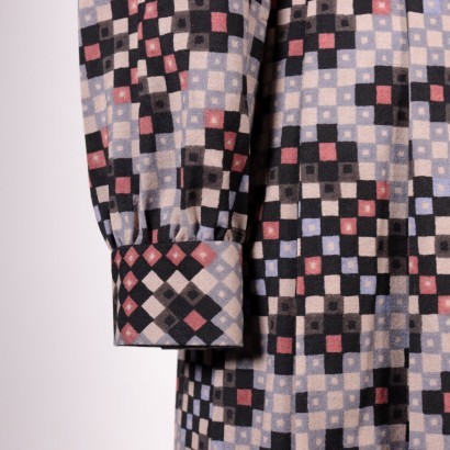 Robe Vintage Motifs Géométriques Mélange Laine Italie Années 1970 1980