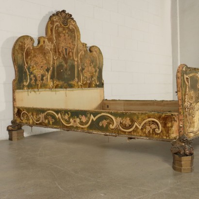 Baroque Fabric Covered Bed Italy 19th-20th Century