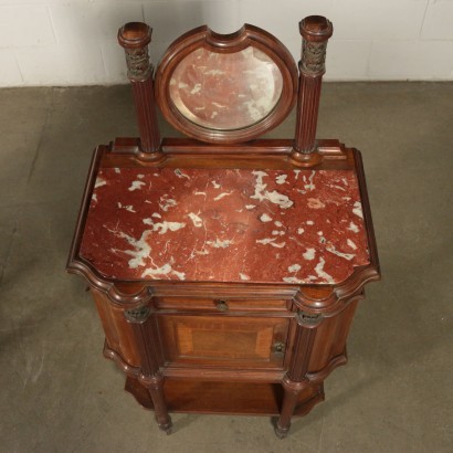 Pair of Revival Bedside Tables Mahogany Mirror Marple Italy 20th Cent