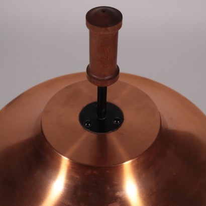 Pair Of Lamps Teak Enamelled Metal Copper Italy 1960s