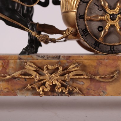 Horloge De Table Napoléon III Marbre Jaune De Siène Bronze France 1800