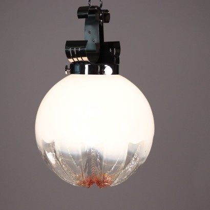 Lamp Chromed Metal Blown Glass Italy 1960s-1970s