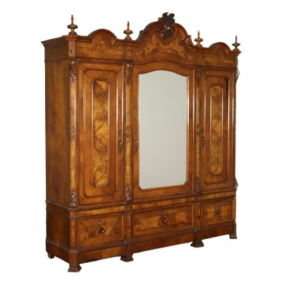 Grande Armoire Umbertino Noyer Chêne Rouvre Italie Fin '800