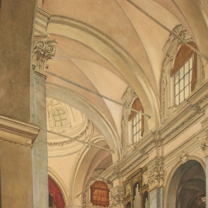 Church's Interior Mixed Media on Paper 1872