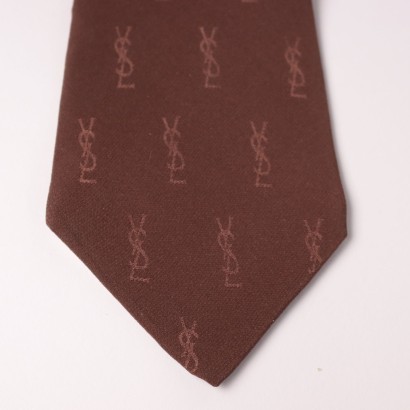 Vintage Monograme YSL Tie Silk Paris France 1970s-1980s