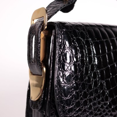Vintage Crocodile Print Leather Bag Italy 1960s-1970s