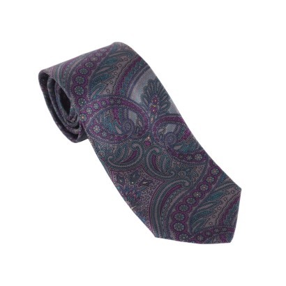Vintage Krawatte YSL Paisley Grün grau lila
