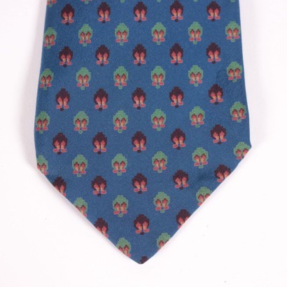 Vintage YSL Blue Tie Silk France 1970s-1980s
