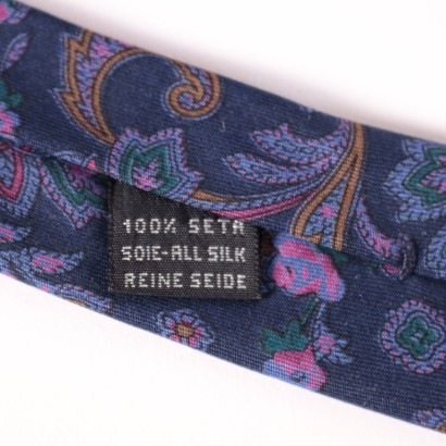Vintage YSL Blue and Parple Paisley Tie Silk Paris 1960s-1970s