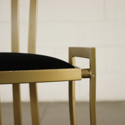 Eight Chairs Marzio Cecchi Enamelled Metal Foam Velvet Italy 1980s