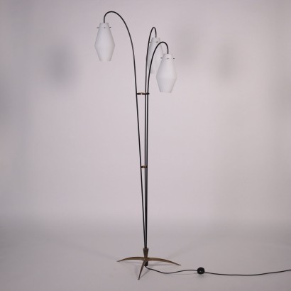 Lamp Enamelled Metal Brass Opaline Glass Italy 1950s 1960s