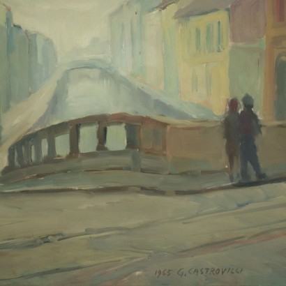 Giuseppe Castrovilli Oil on Plywood 20th Century
