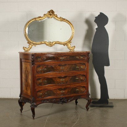 Barocchetto Revival Chest of Drawers with Mirror Italy 20th Century