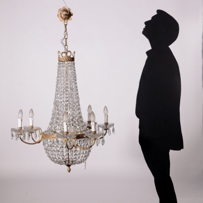 Empire Revival Chandelier Glass Italy 20th Century