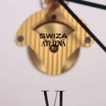 Swiza Table Clock Model Athena Brass Switzerlan 1960s