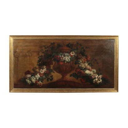 arte, arte italiano, pintura italiana antigua, Bodegón grande con jarrón y flores