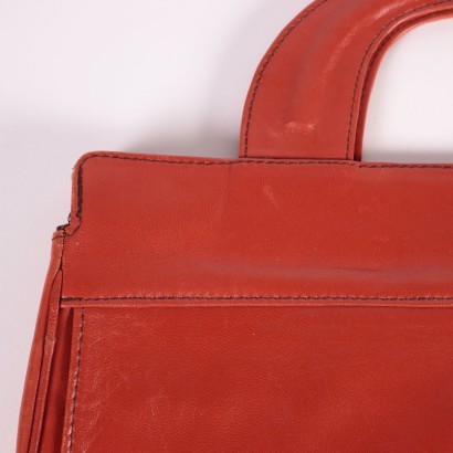 Vintage Red Leather Bag Italy 1970s