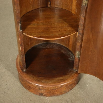 Column-Shaped Bedside Table Walnut Burl Sessile Oak Italy 19th Century