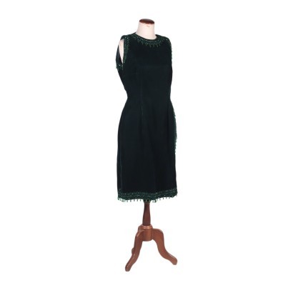 Vintage Emerald Dress Velvet 1960s-1970s