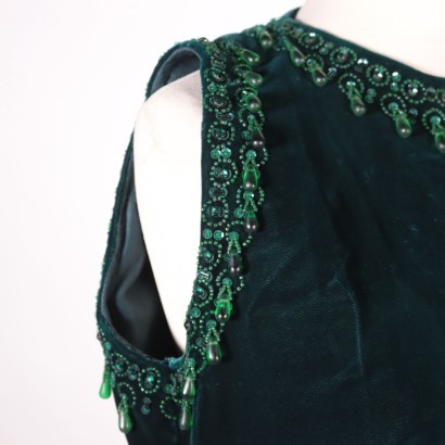 Vintage Emerald Dress Velvet 1960s-1970s