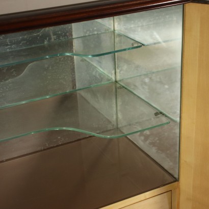 Bar Cabinet Veneer Back-Treated Glass Brass Mirror Italy 1950s-1960s