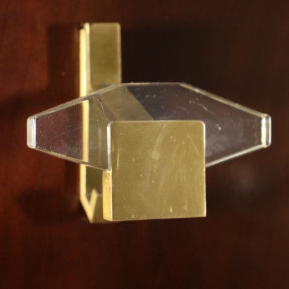 Coat Hanger Mahogany Veneer Brass Italy 1960s