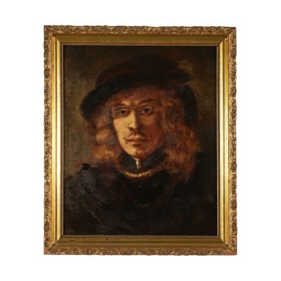 Male Portrait Oil on Plywood 20th Century