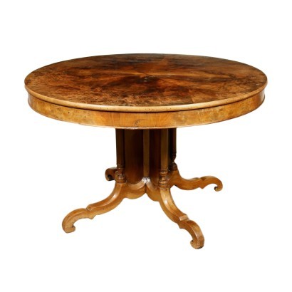 Louis Philippe Table Walnut Veneer Italy 19th Century