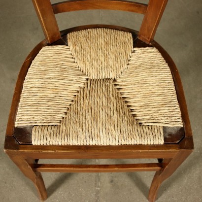 Antik, Stuhl, antike Stühle, antiker Stuhl, antiker italienischer Stuhl, antiker Stuhl, neoklassischer Stuhl, Stuhl aus dem 19. Jahrhundert, Gruppe von vier Stoffstühlen