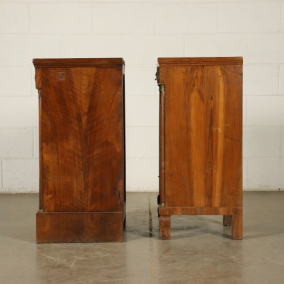 Pair of Empire Bedside Tables Walnut Italy 19th Century